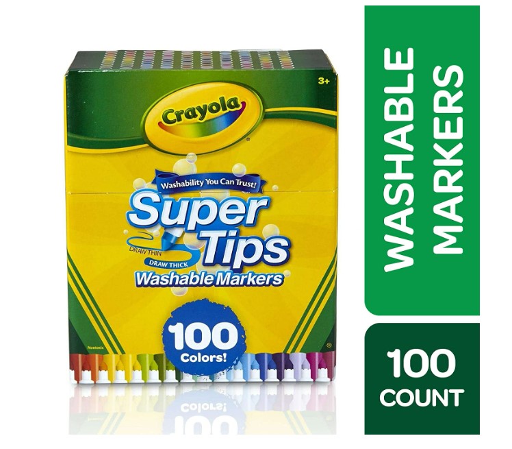 Super Tips Crayola 100 Plumones Marcadores Delgados Lavables Originales