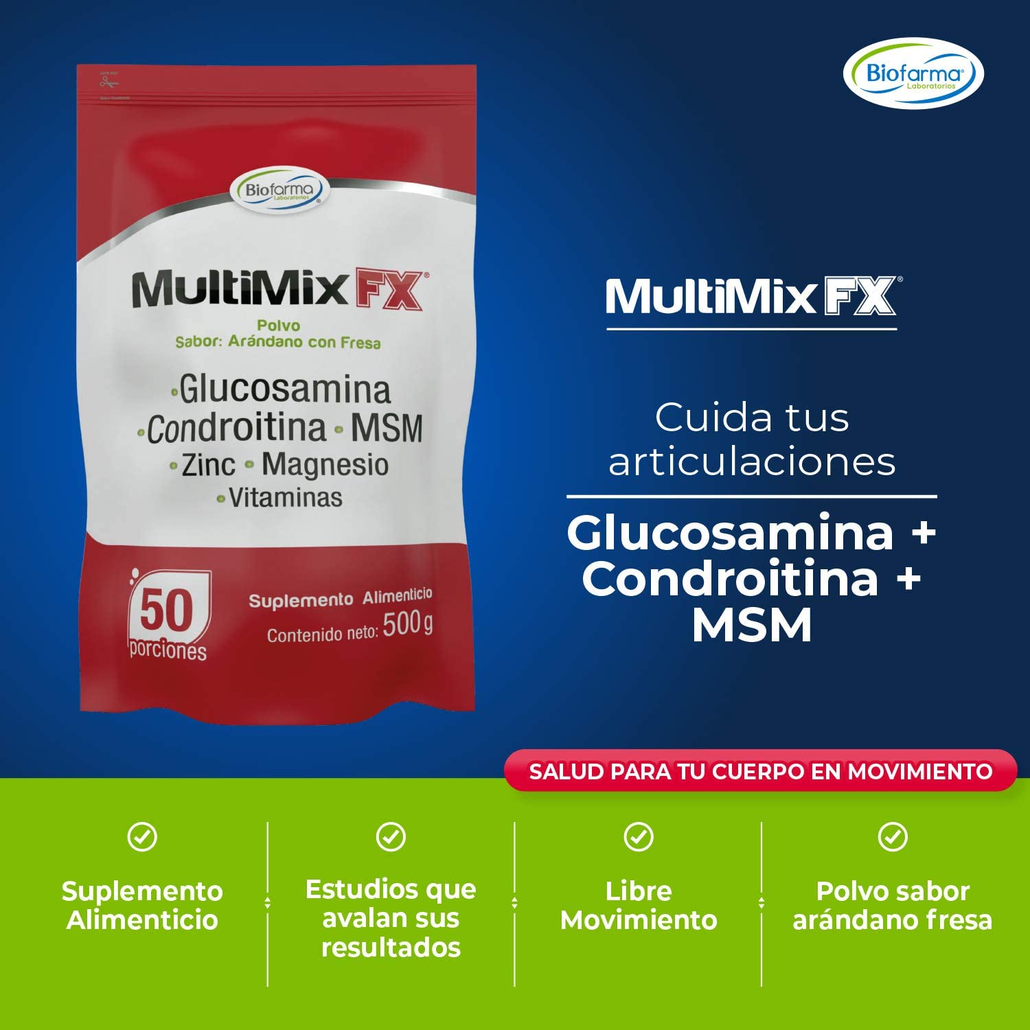 Multimix Fx Polvo Para Mezclar. Glucosamina, Condroitina, MSM, Zinc, Magensio y Vitaminas. 500 g