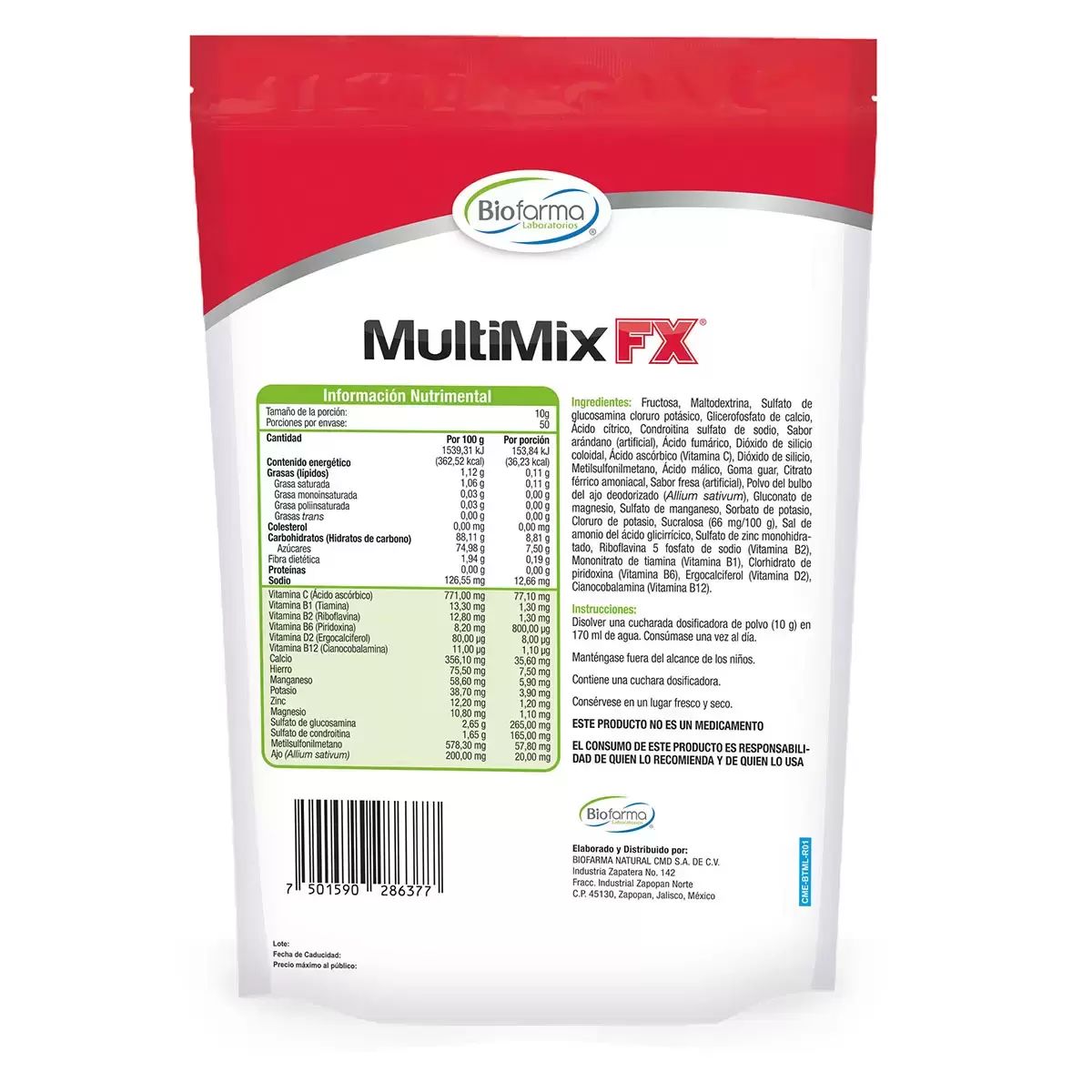 Multimix Fx Polvo Para Mezclar. Glucosamina, Condroitina, MSM, Zinc, Magensio y Vitaminas. 500 g