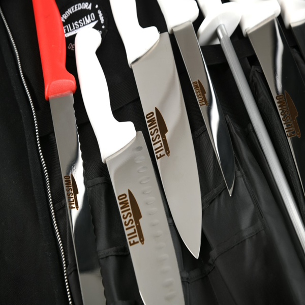 Estuche de Cuchillos para Chefs y Estudiantes "Económico" 12 Piezas   (Set de Cuchillos Filissimo)