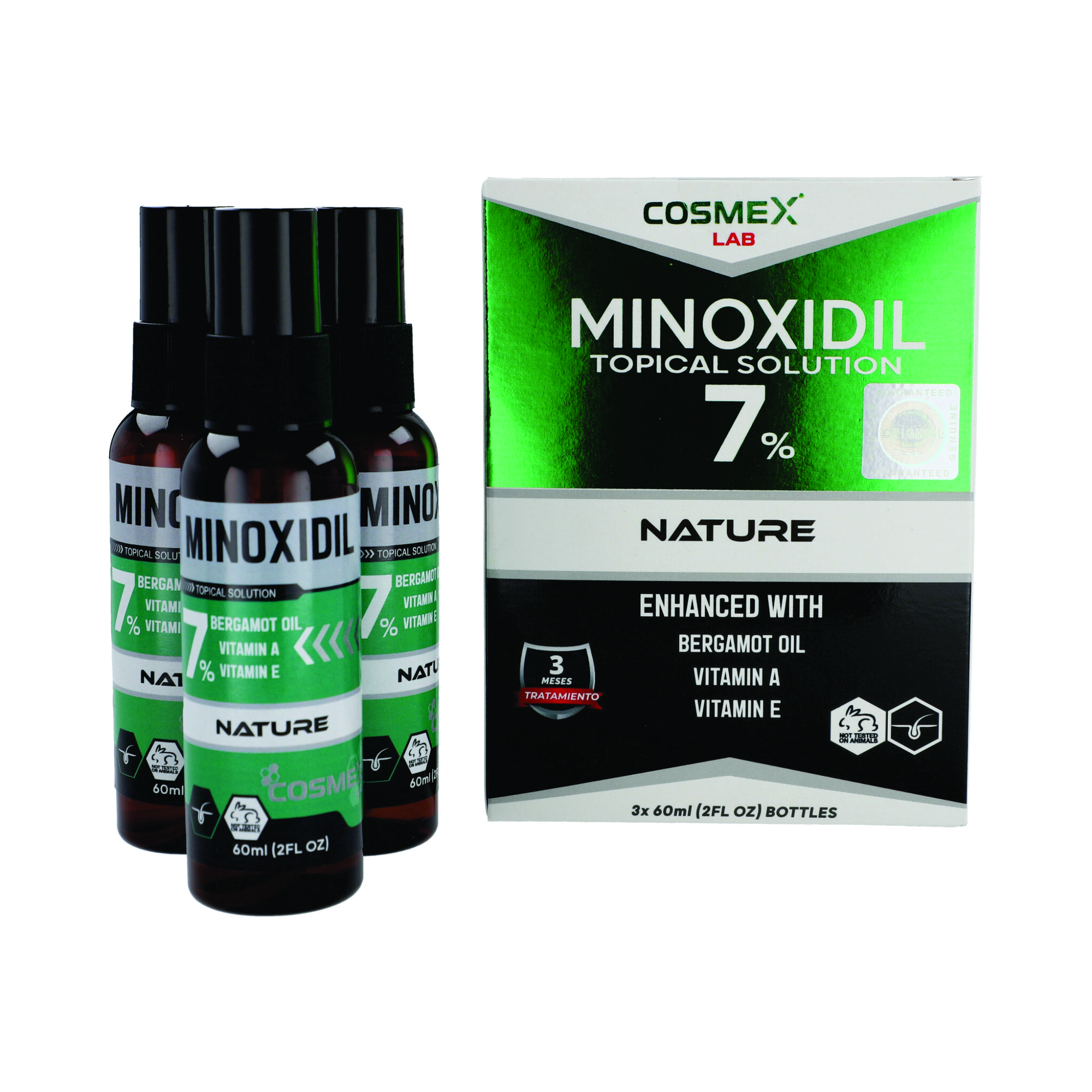 MINOXIDIL 7% Crecimiento Barba y Bigote CosmexLab Nature 60 mL 3 meses