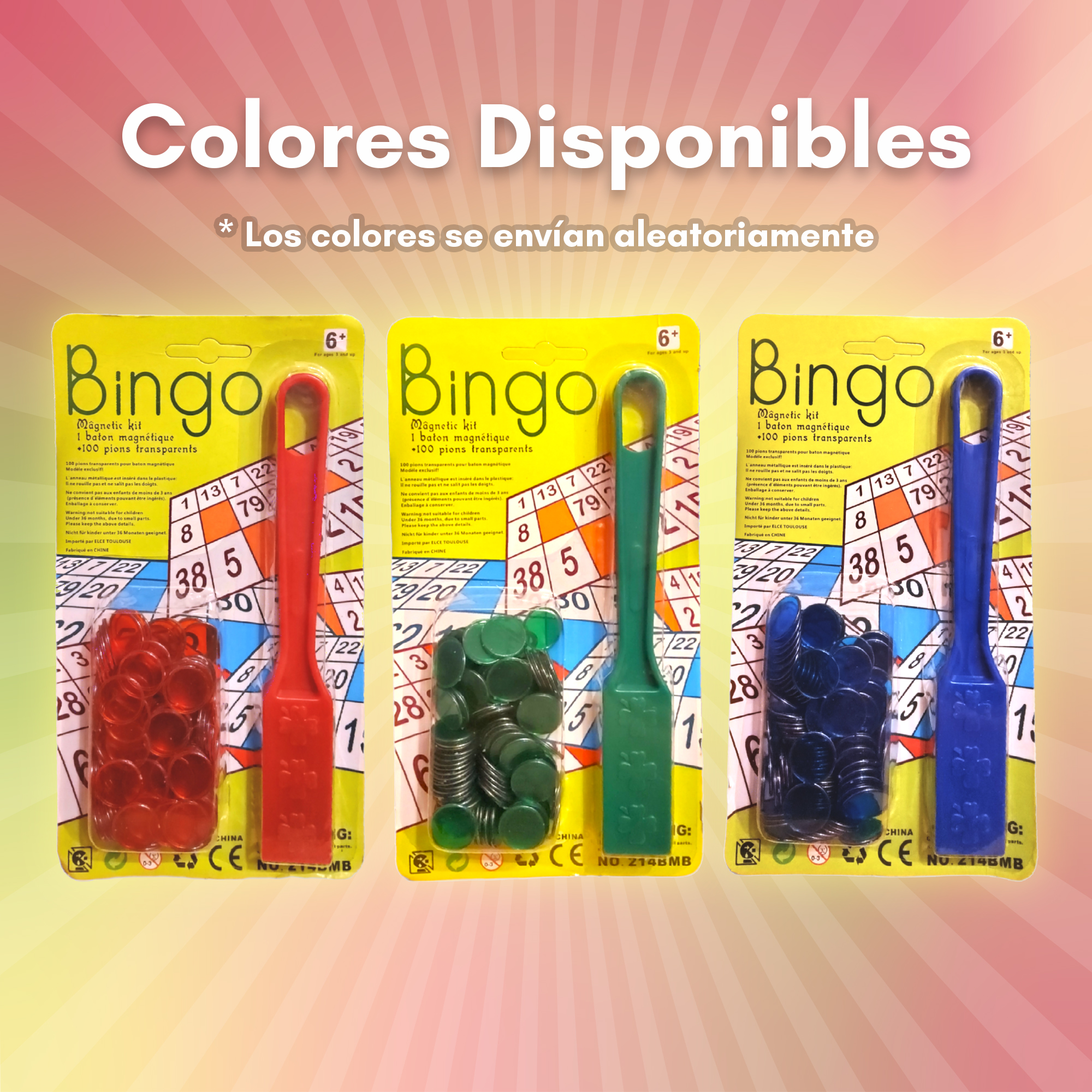 1 Palas Magnética con 100 Fichas para Lotería, Bingo o Educación Montessori