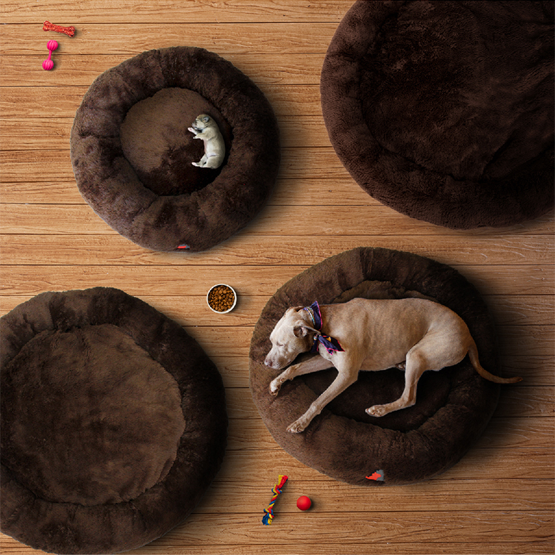 Cama para Perros Tipo Dona, Cama Mediana, Antiestrés, para Perros y Gatos, Cómoda con Relleno Suave, Modelo Wipi, Marca Red Baboon 