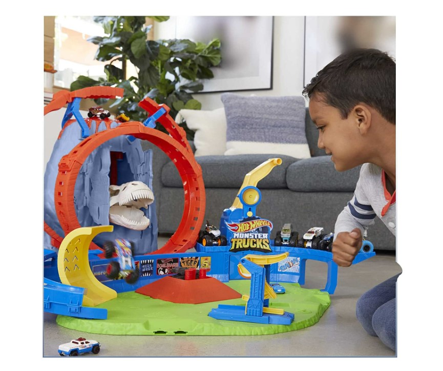 Hot Wheels® Monster Trucks T-rex Volcano Arena Pista Juguete para niños