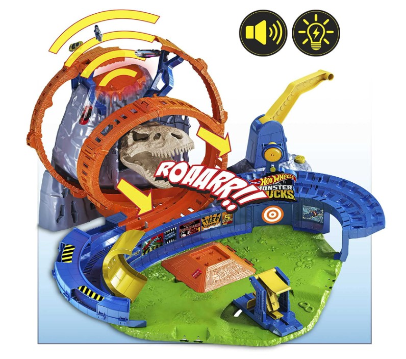 Hot Wheels® Monster Trucks T-rex Volcano Arena Pista Juguete para niños