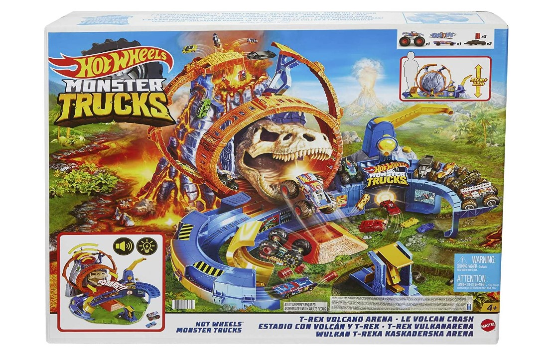 Hot Wheels® Monster Trucks T-rex Volcano Arena Pista Juguete para niños