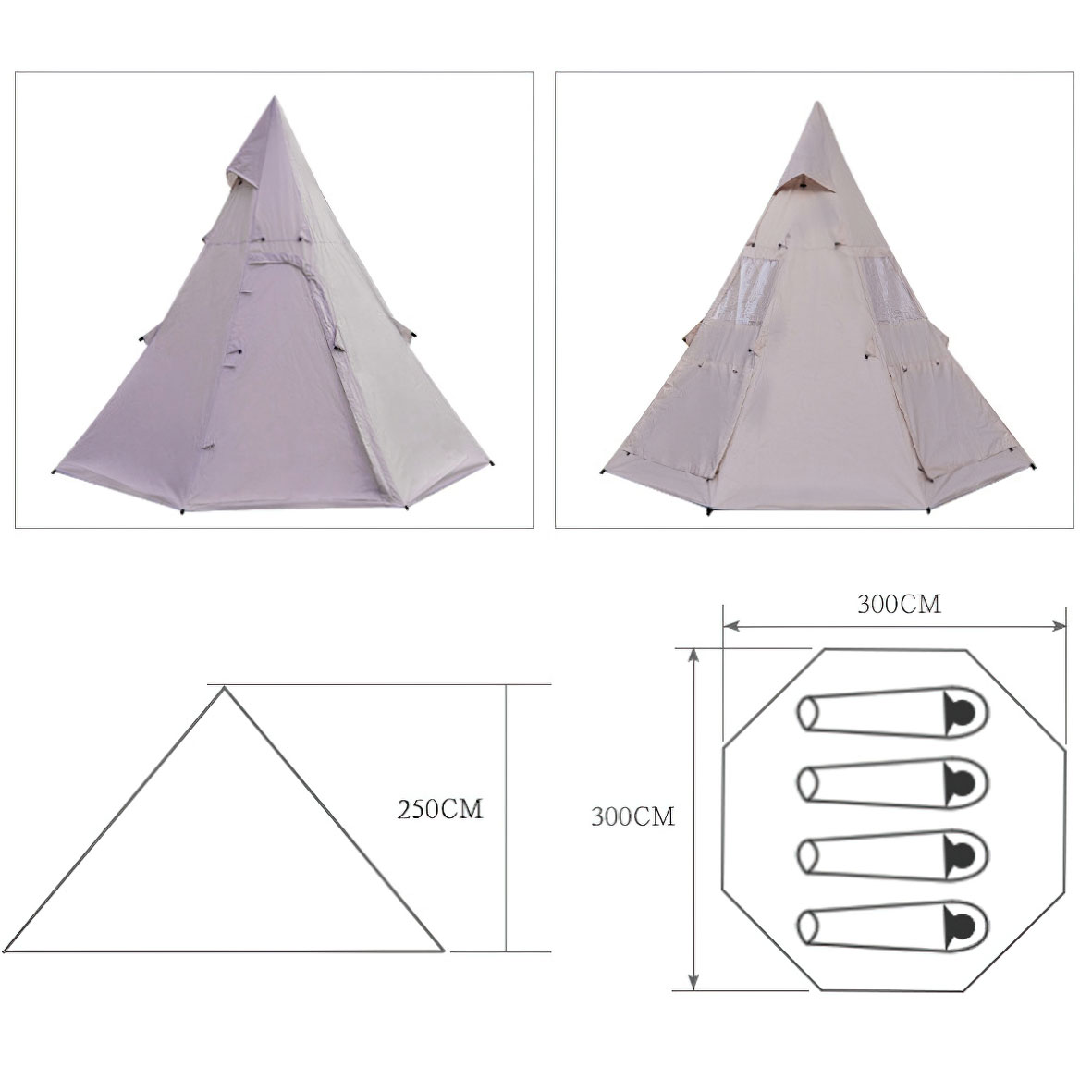 Tienda de campaña familiar para 4-5 personas impermeable tienda tipi india