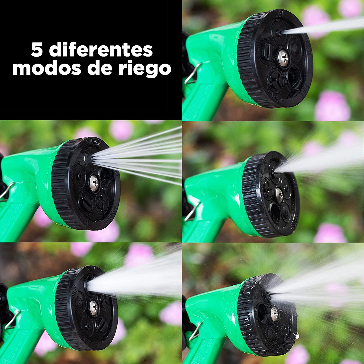 Pistola de riego plástica con 5 modos de riego