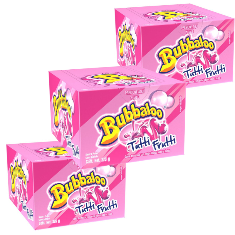 Paquete 4 Chicles Bubbaloo Tuttifruti 47 piezas c/u