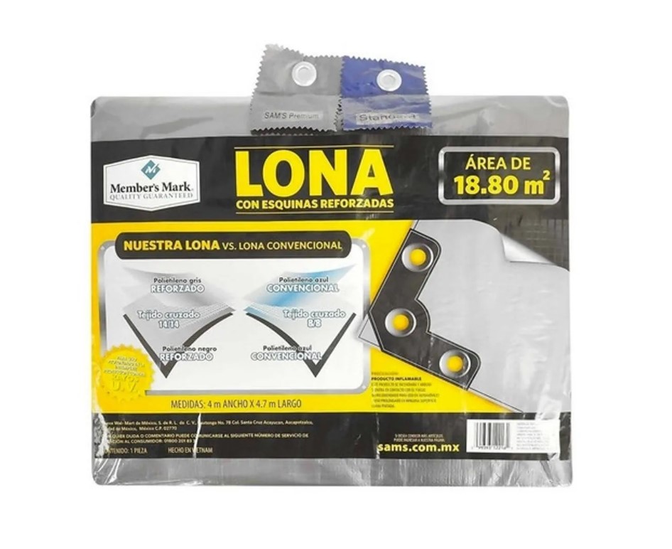 Lona Plástica Color Gris Member's Mark Reforzada 4 X 4.7 Metros