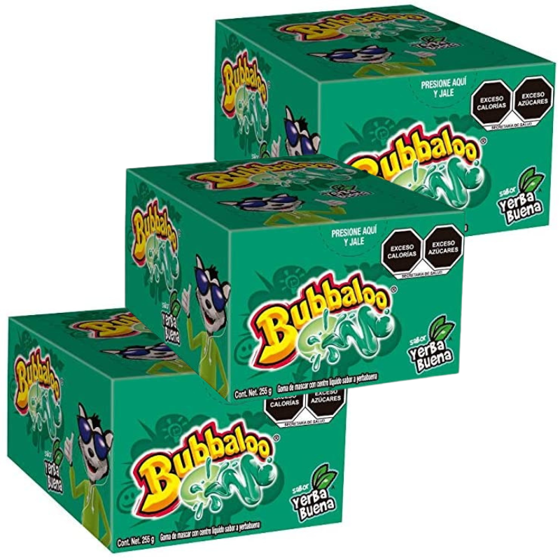 Paquete 4 Chicle Bubbaloo Yerba 47 piezas c/u
