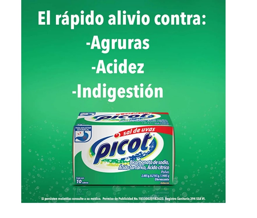 Digestivo Picot Sal De Uvas Antiácido 10 Sobres Efervescente