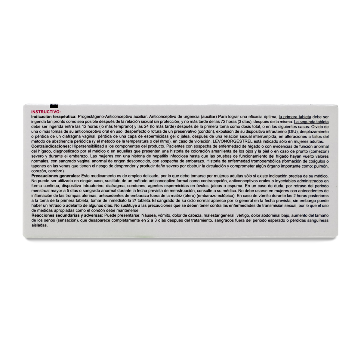 Levonorgestrel (Ultra) C/2 Tabs. 0.75 Mg. Levonorgestrel