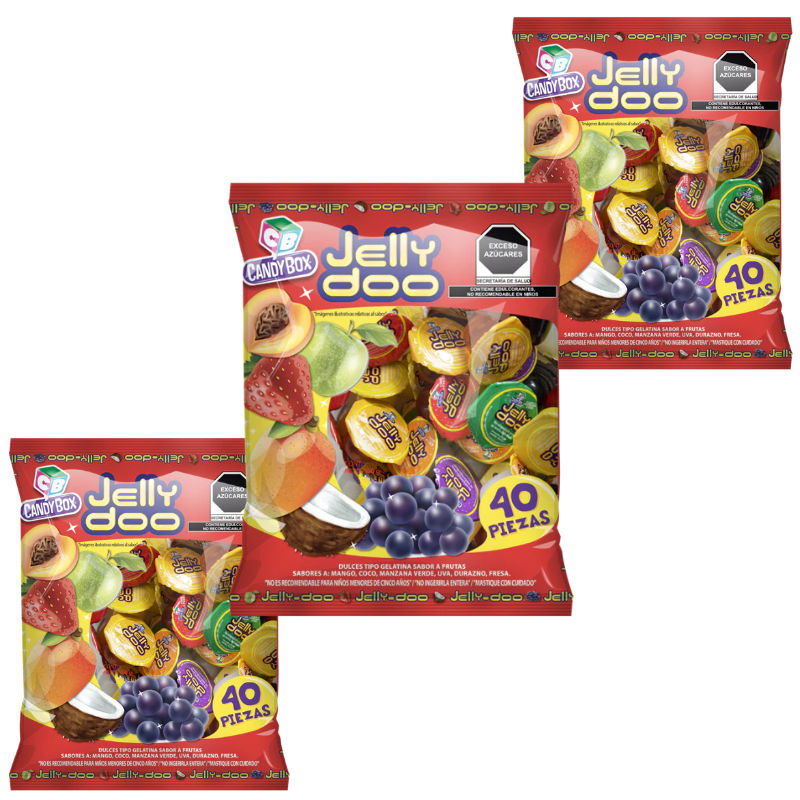 Paquete 4 Gelatinas Mini Jelly Doo 40 piezas c/u