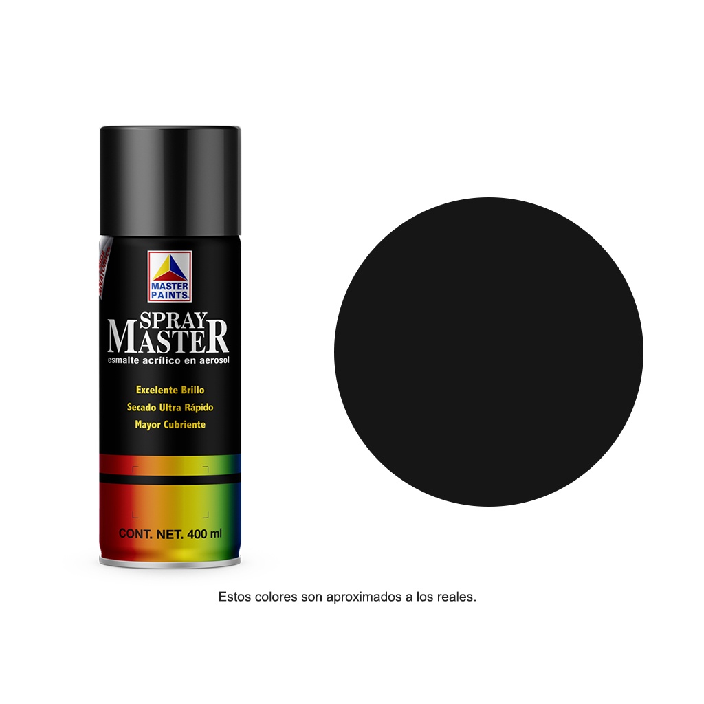 Pintura En Aerosol Master Acuario Color Negro Brillante 400 Ml AM80205