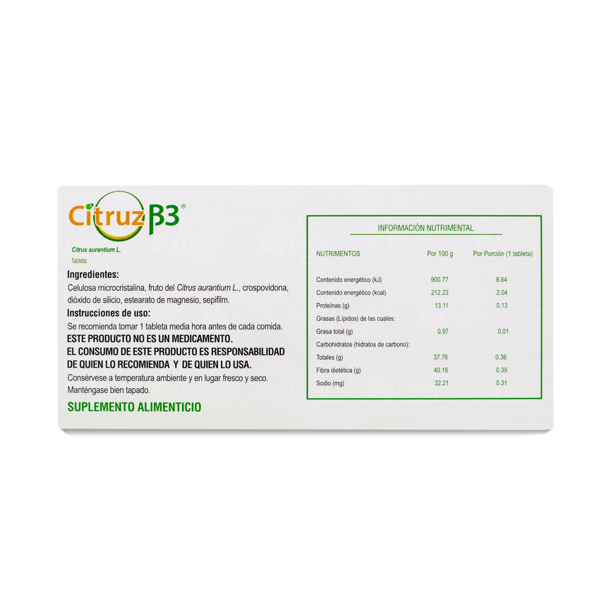 Citruz B3 Citrus Aurantium 20 Tabletas Ifa Celtics 
