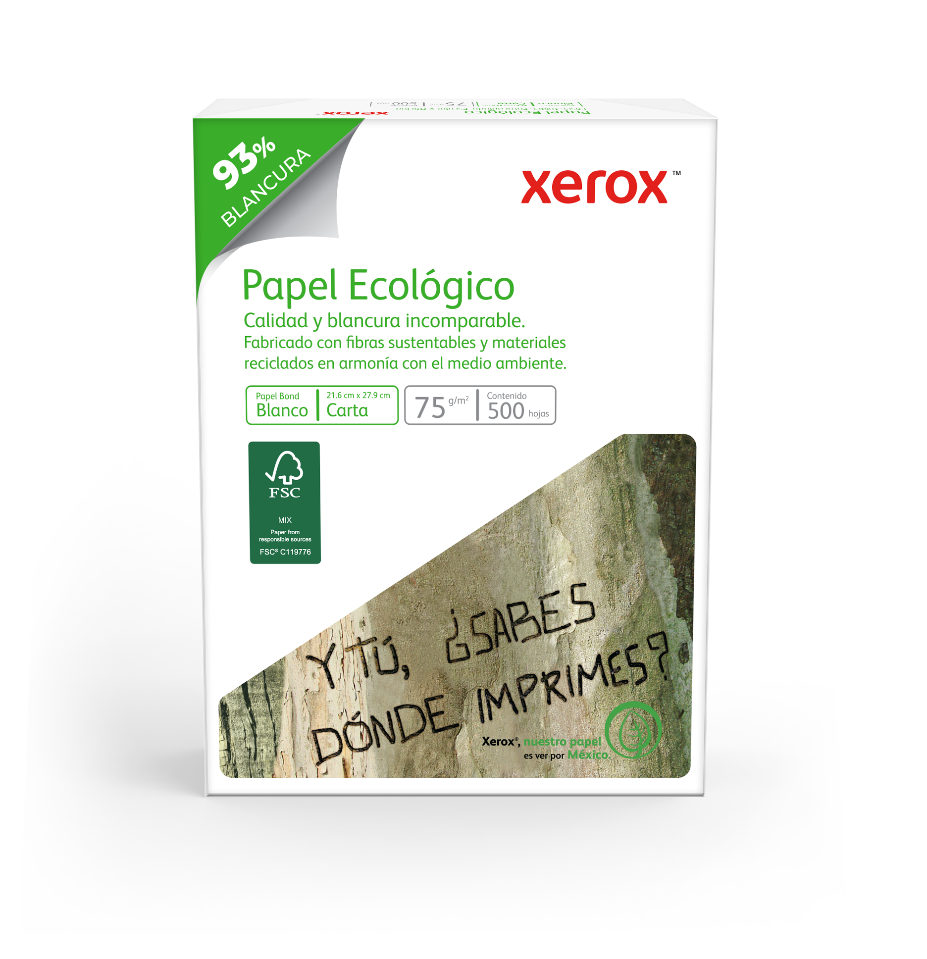 Papel Ecologico Tamaño Carta 500 Hojas Blancas