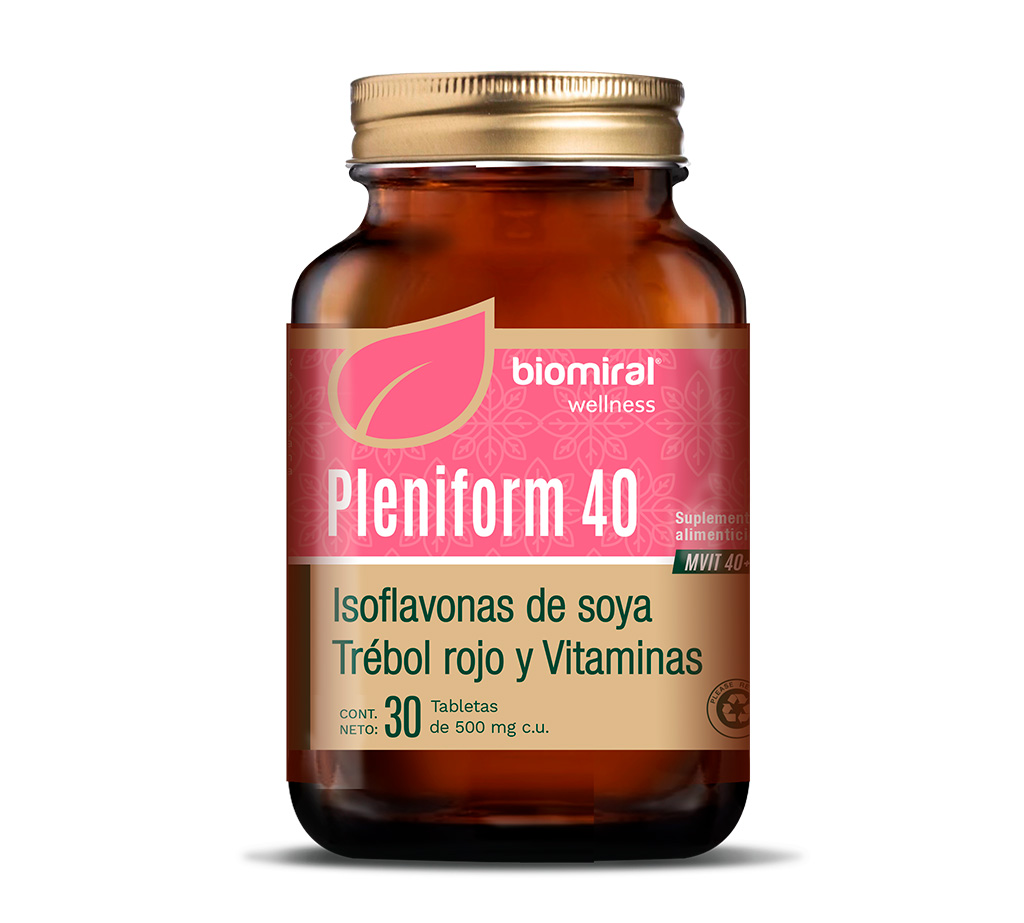 Pleniform 40, 30 Tabletas, 500 mg c/u, Isoflavinas de Soya, Trebol Rojo y Vitaminas
