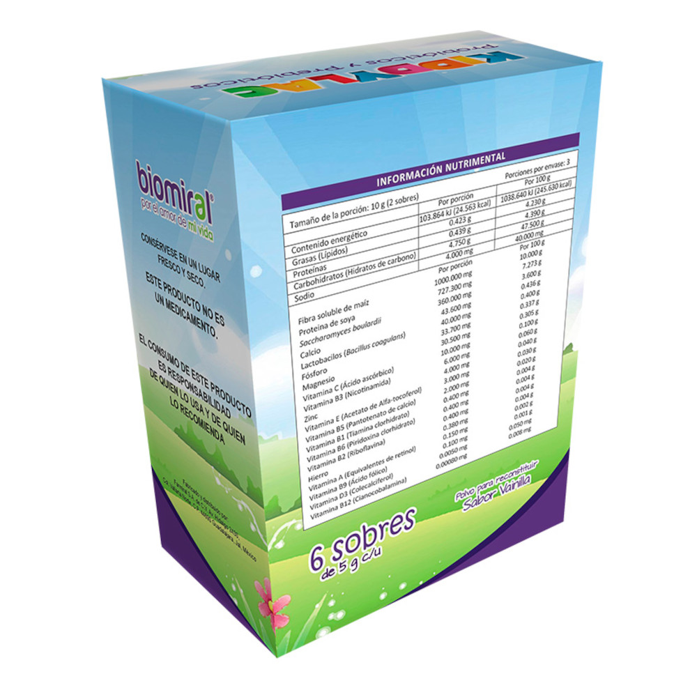 Kiddylac 6 Sobres, 5 g c/u, Saccharomyces Boulardii, Lactobacilos, Fibra Soluble, Probioticos, Prebioticos