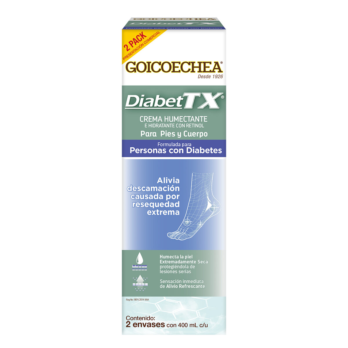 2 Pack Crema Masaje Piernas Brazos Diabet Tx Hidratante