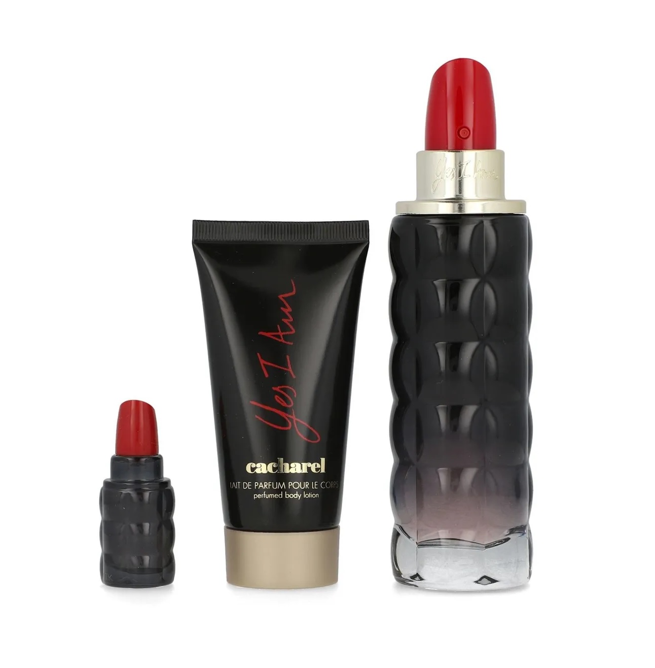 Perfume Set Yes I Am Cacharel EDP/Body Lotion/Mini Dama 3pzs