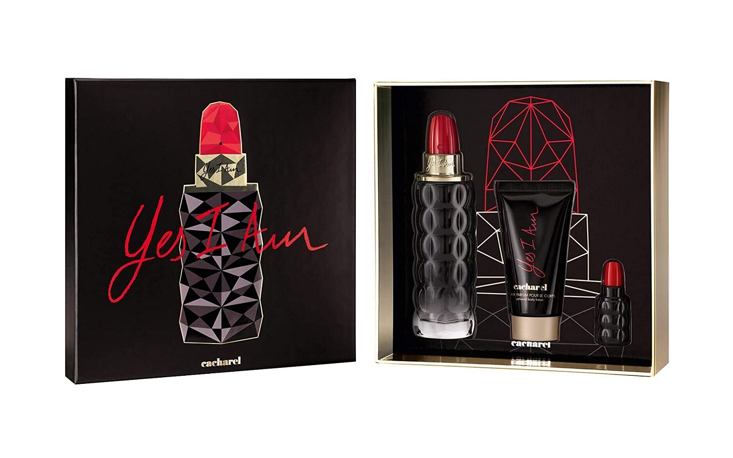 Perfume Set Yes I Am Cacharel EDP/Body Lotion/Mini Dama 3pzs