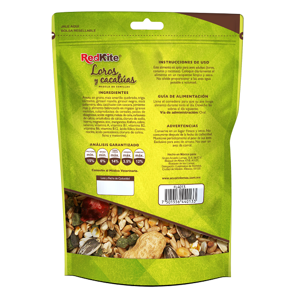 Alimento para Loros y Cacatuas Mezcla de Semillas 500 gr