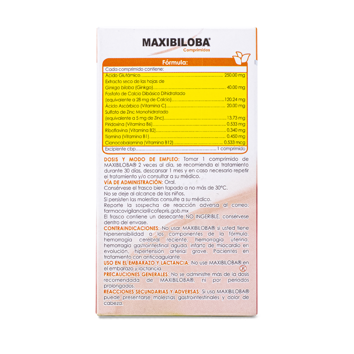 Maxibiloba 60 Comprimidos Acido Glutámico Y Calcio Cmd