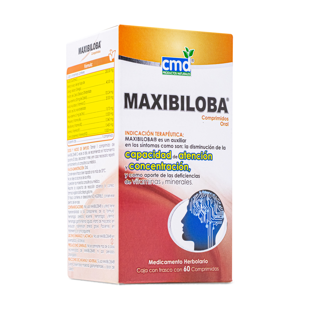 Maxibiloba 60 Comprimidos Acido Glutámico Y Calcio Cmd