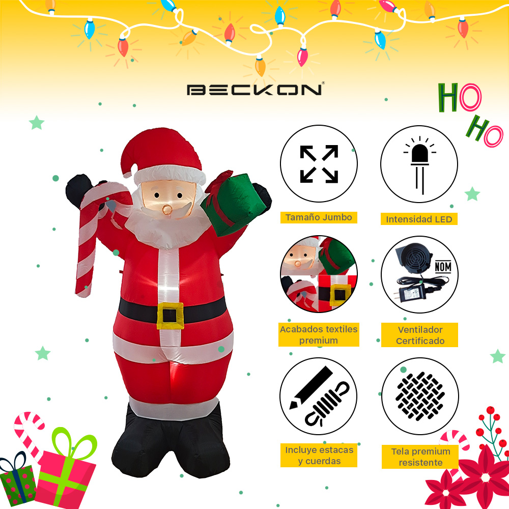 Inflable de Navidad Navideño SANTA CLAUS gigante con leds 2.4m