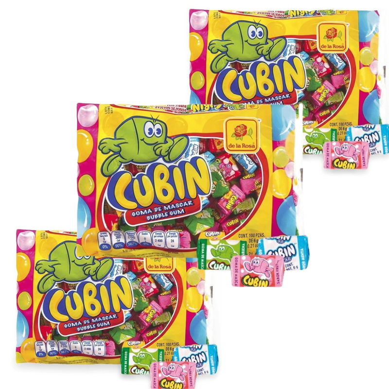 Paquete 4 Chicles Cubin 100 piezas c/u