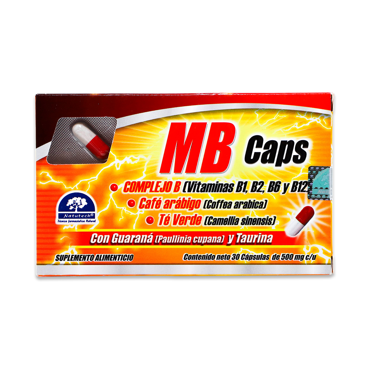 Mb Caps 30 Caps 500 Mg Complejo B Vitaminas B1, B2, B6 Y B12, Café Arabigo Y Te Verde Con Guarana Y 