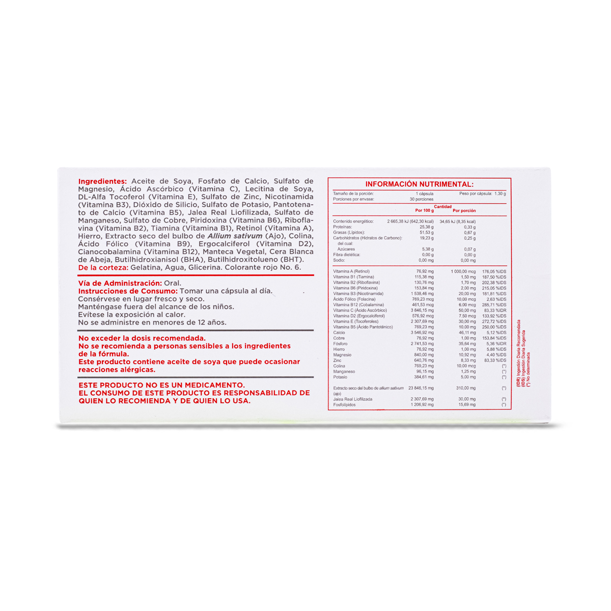 Roca Vit Caps Vitaminas Y Minerales Jalea Real, Extracto Seco De Ajo Y Colina 30 Caps Vitae