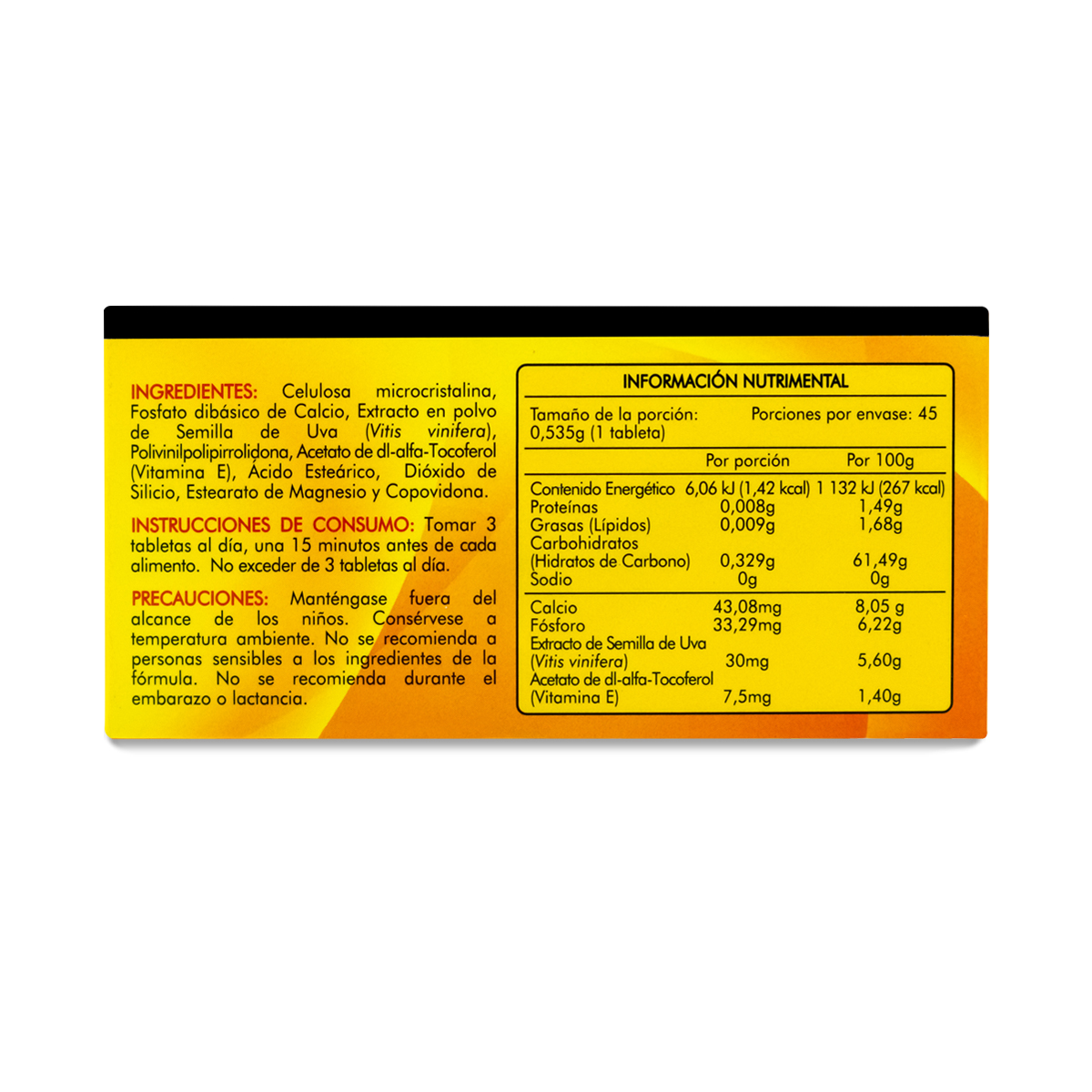 Alidia 45 Tab 535Mg C/U Extracto De Semilla Uva Y Vitamina E Naturex 