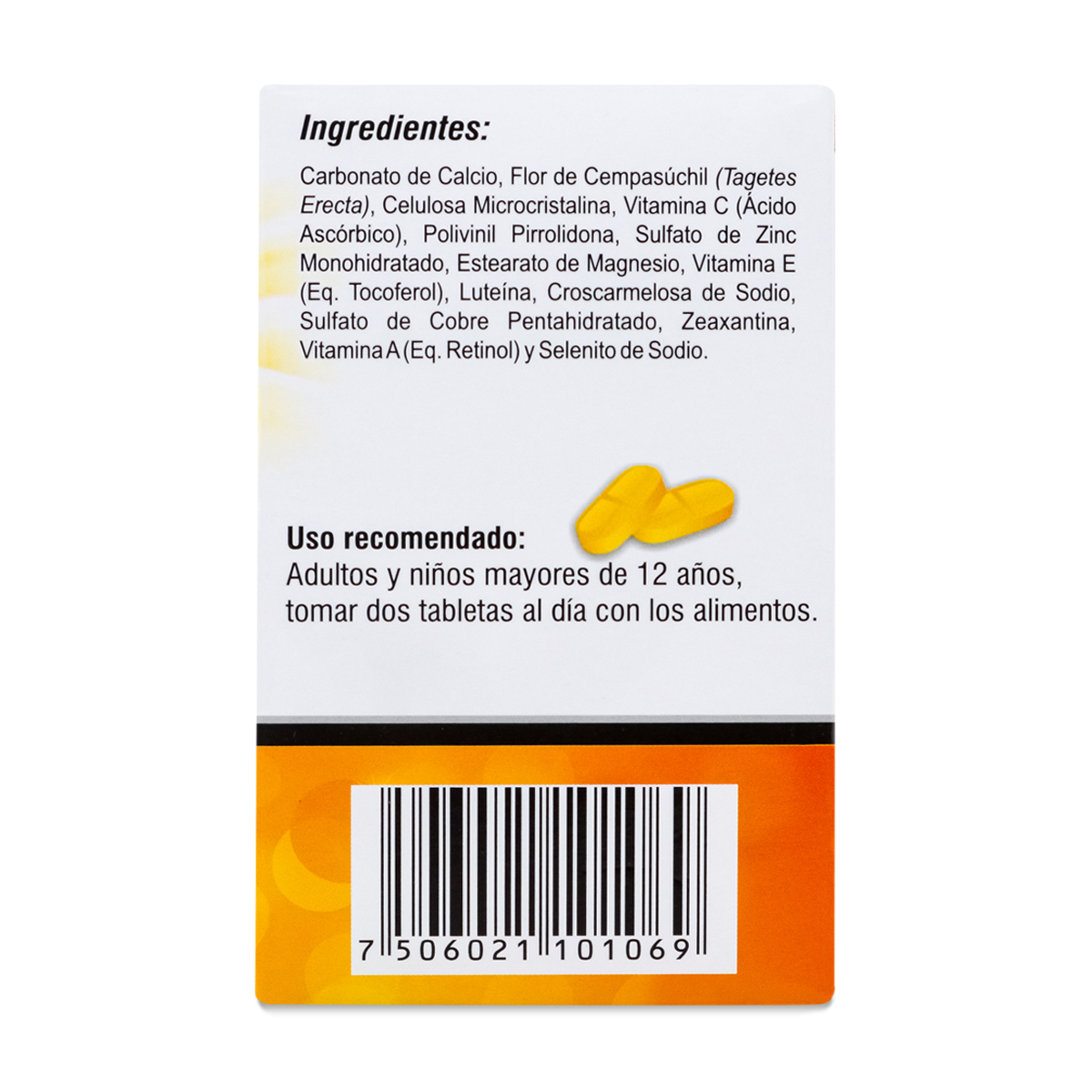 V Zon Tabs Luteina, Zeaxantina Y Flor De Cempasuchil, Vitamina A, C Y El Y Minerales Zinc, Cobre Y S 