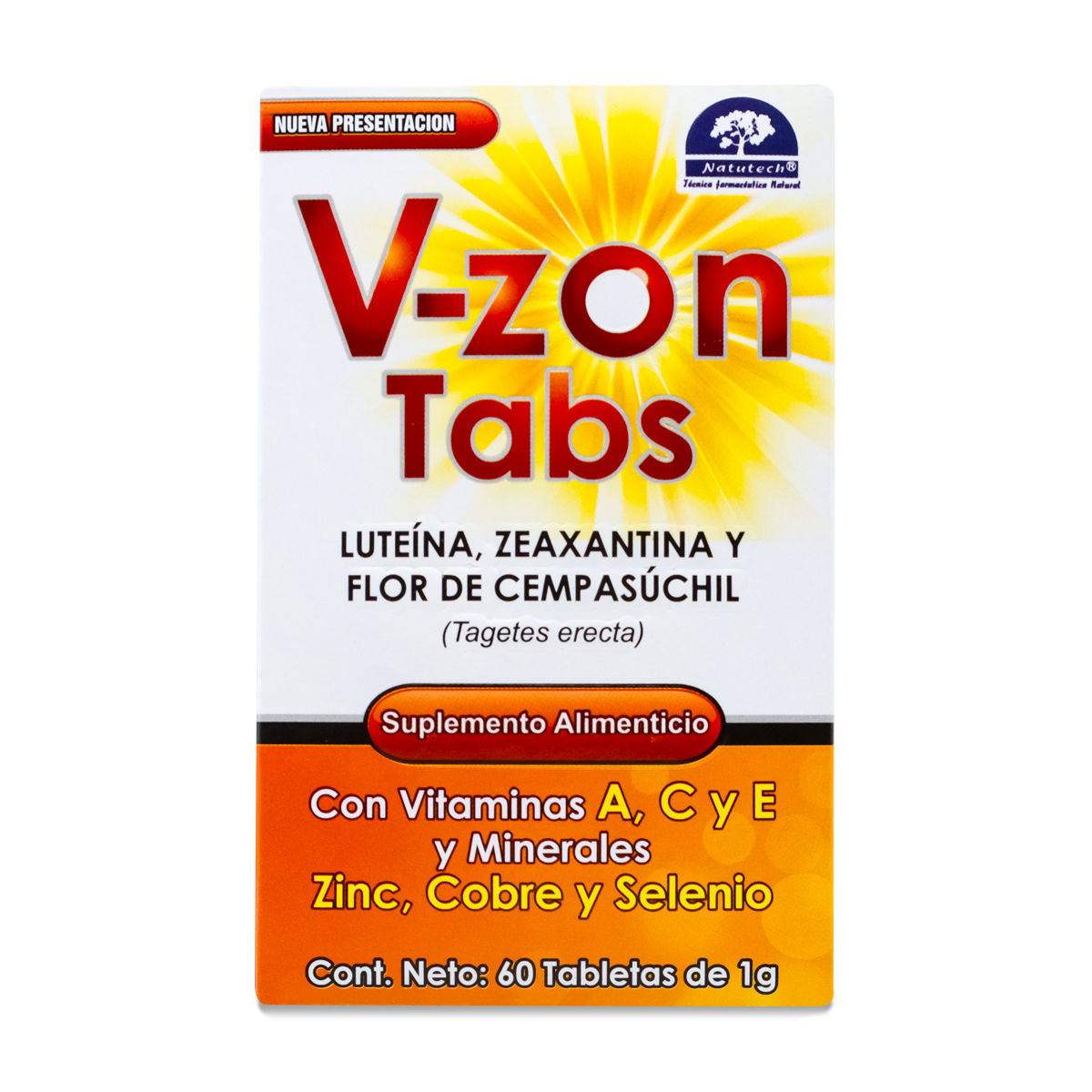 V Zon Tabs Luteina, Zeaxantina Y Flor De Cempasuchil, Vitamina A, C Y El Y Minerales Zinc, Cobre Y S 