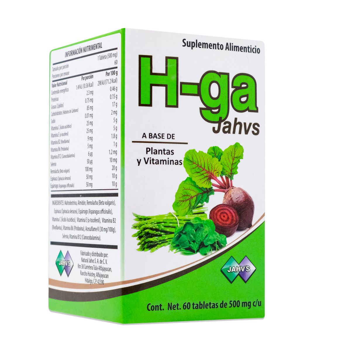 H Ga Jahvs A Base De Plantas Y Vitaminas 60 Tabs 500 Mg Jahvs 