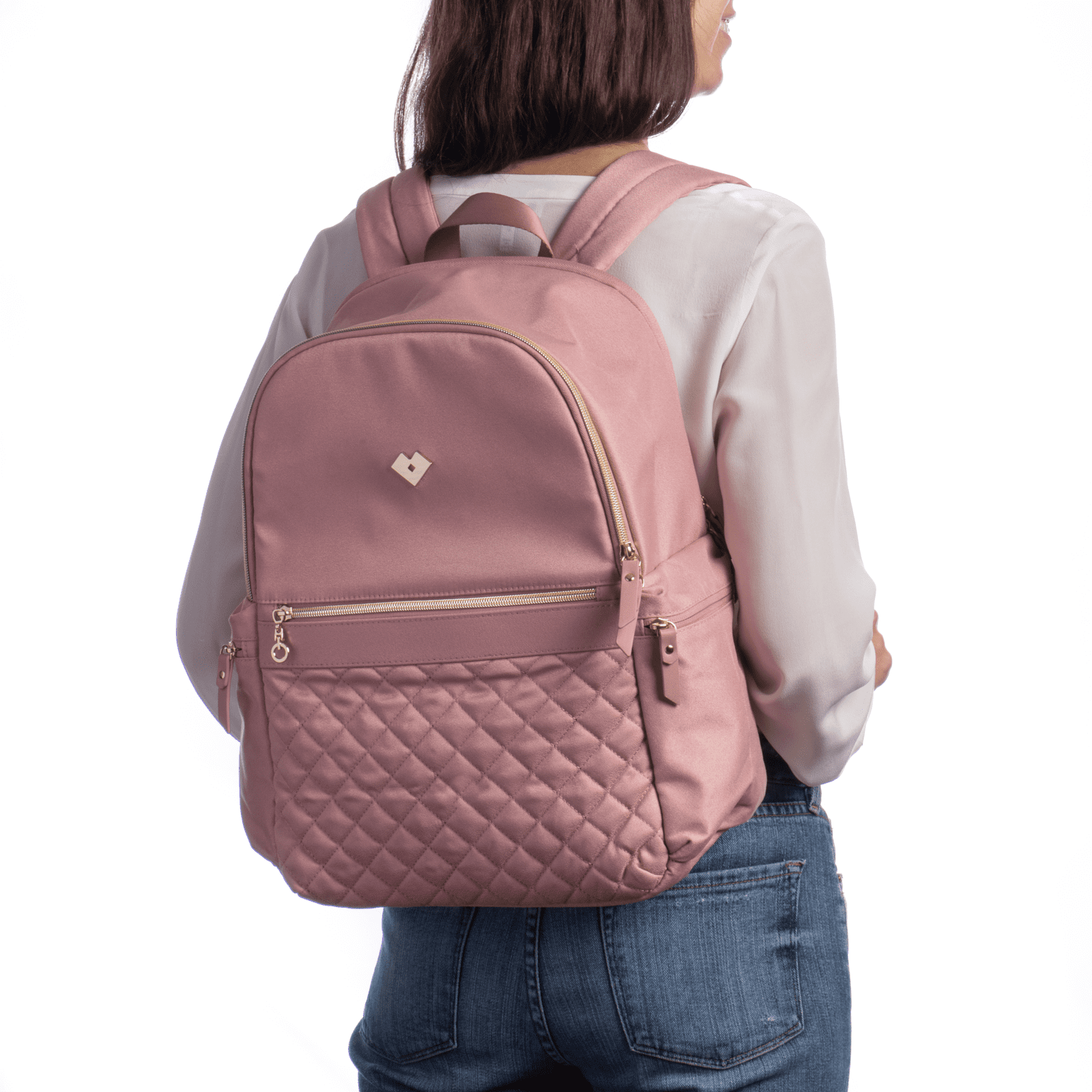 LuckyLy Mochila para Laptop Mujer hasta 15.6 Pulgadas, Ejecutiva y Escolar, Múltiples Compartimentos, Modelo Andy, Rosa