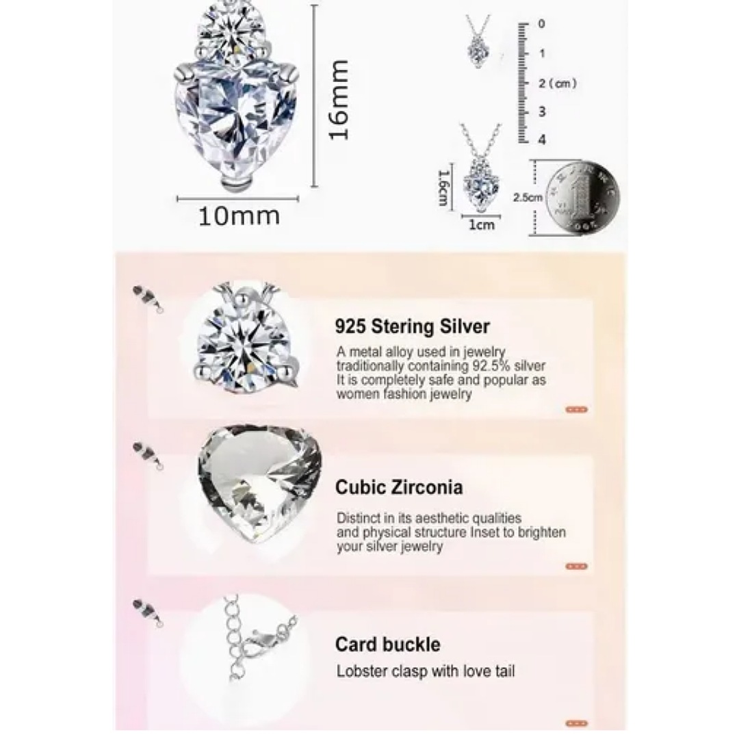 Juego De Collar Y Aretes Mujer Plata 925 Con Zirconia+caja