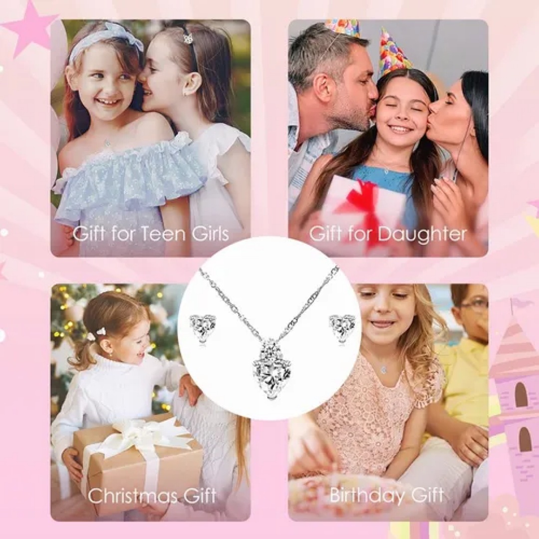 Juego De Collar Y Aretes Mujer Plata 925 Con Zirconia+caja