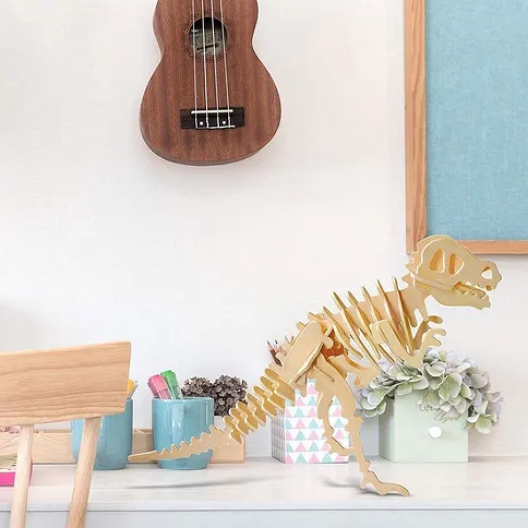 5 Rompecabezas Dinosaurios 3d Madera Para Niños