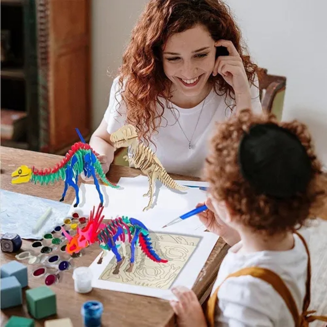 5 Rompecabezas Dinosaurios 3d Madera Para Niños