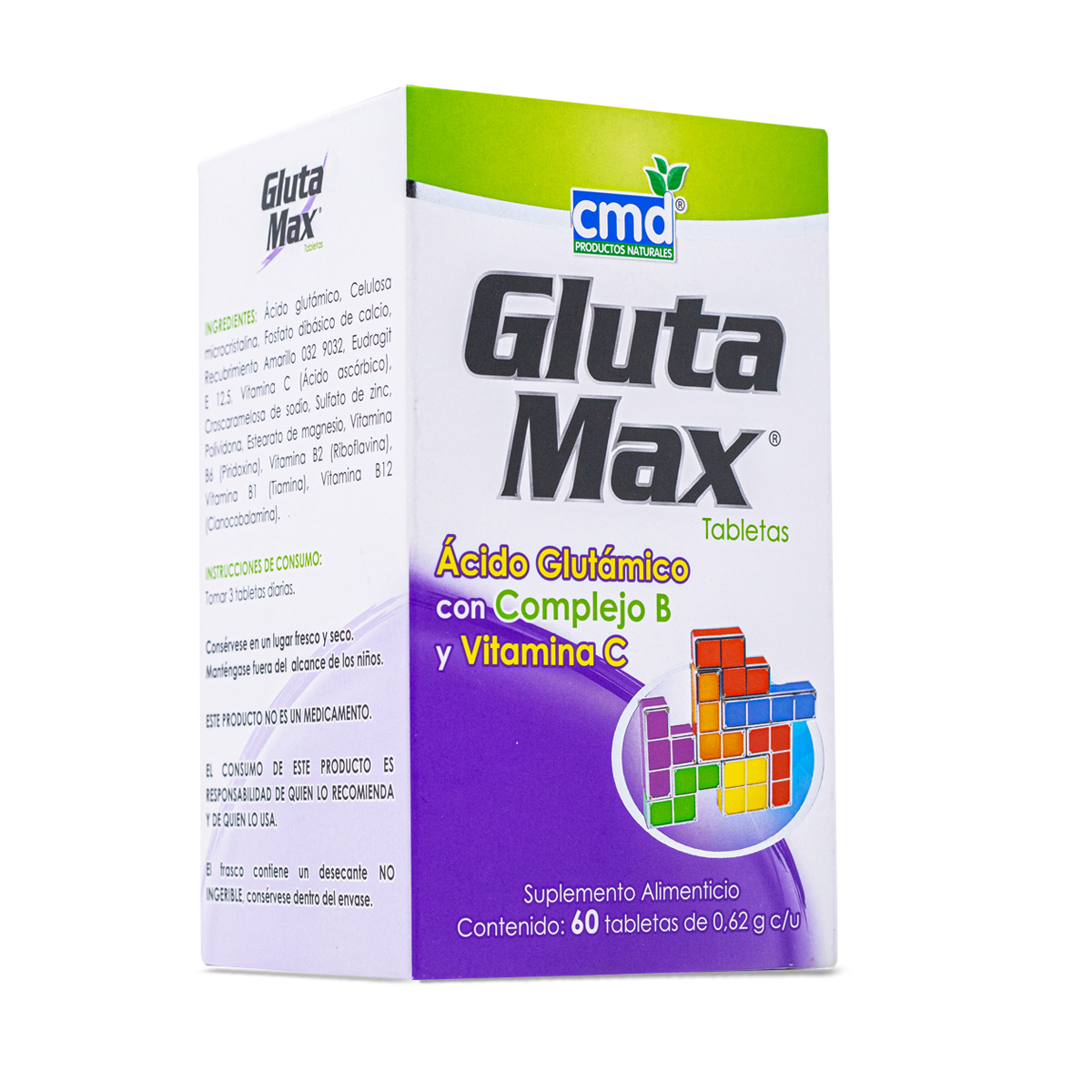 Glutamax 60 Tab .62G C/U Acido Glutamico Con Complejo B Y Vitamina C Cmd 