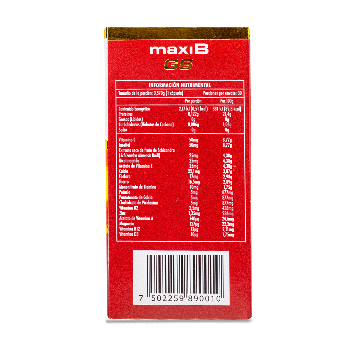 Maxi B Gs 30 Caps. Complejo B, Jalea Real, Multivitaminico Naturex