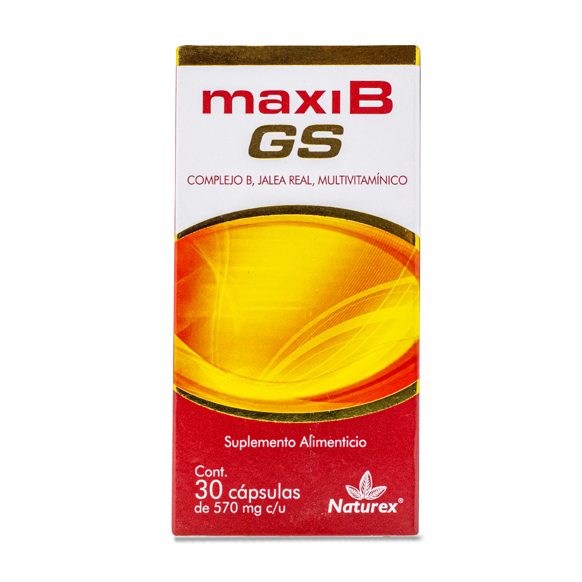 Maxi B Gs 30 Caps. Complejo B, Jalea Real, Multivitaminico Naturex