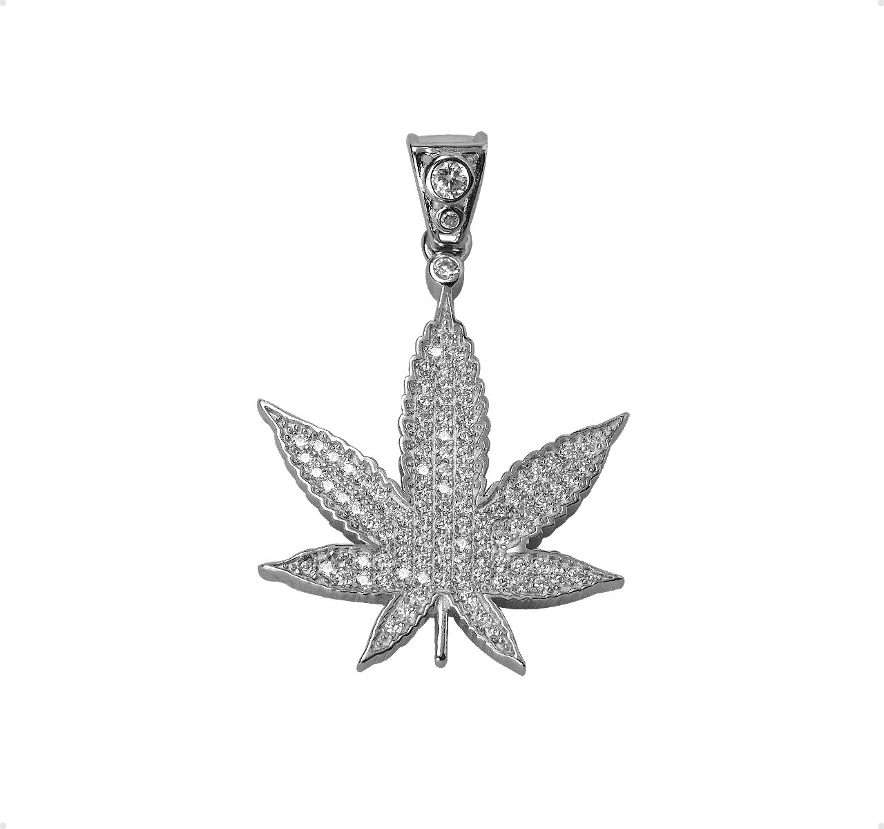 Dije Hoja Cannabis Cadena Torzal Plata 925 Italia + Estuche.