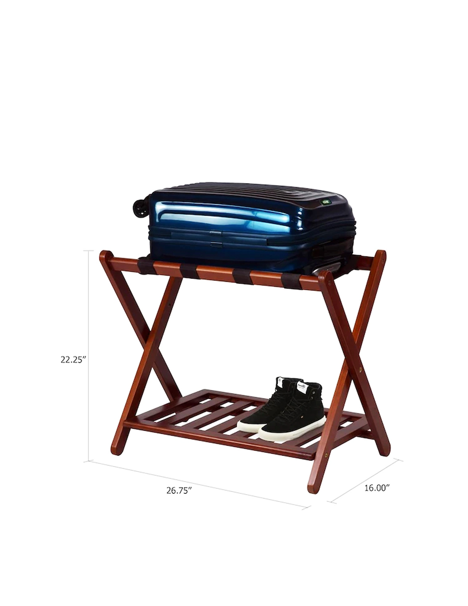 Porta Maletas Casual Home Plegable Color Nogal con Zapatera