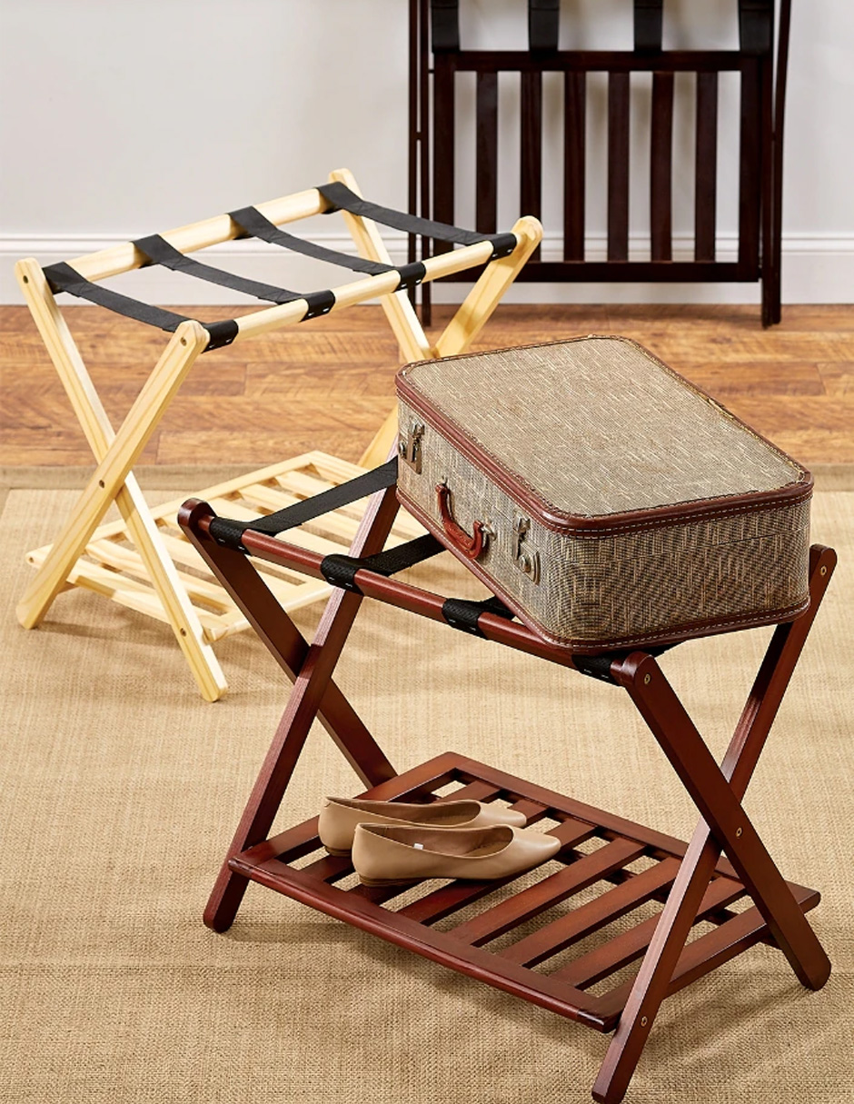 Porta Maletas Casual Home Plegable Color Nogal con Zapatera