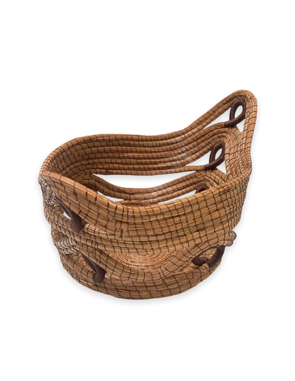 Canasta Oval Artesanal Decorativa Tejida a Mano Fabricada en Ocoxal Hecha en México