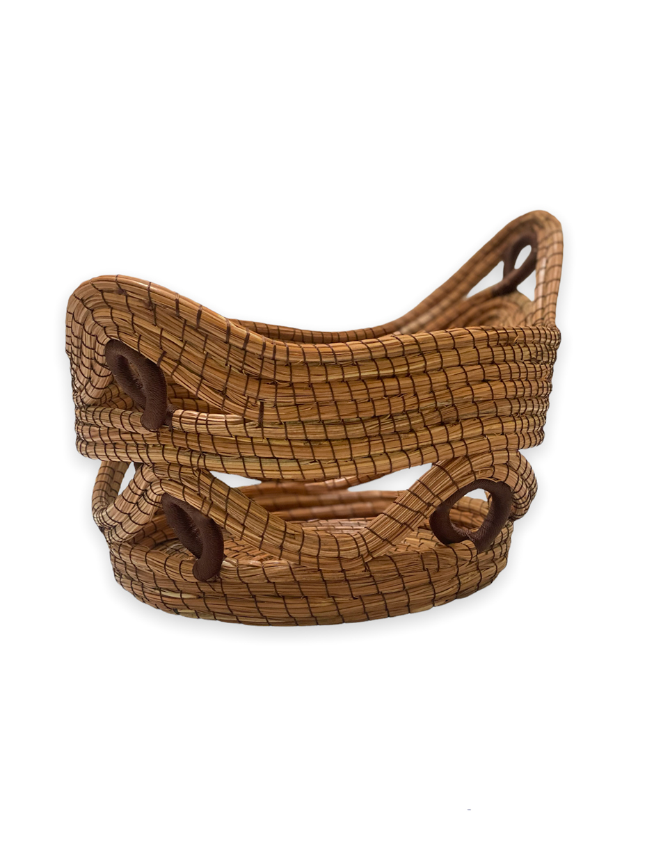 Canasta Oval Artesanal Decorativa Tejida a Mano Fabricada en Ocoxal Hecha en México